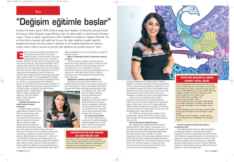 Genel Müdürümüz Sayın Güler ÖZKARTAL 'ın Capital Dergisi 2018 Nisan ayı sayısında yayınlanan röportajı